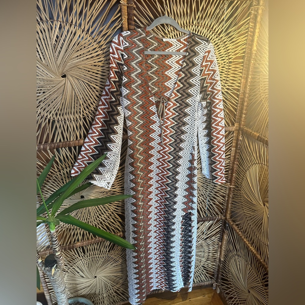 Zigzag Patterned Long Sleeve Dress